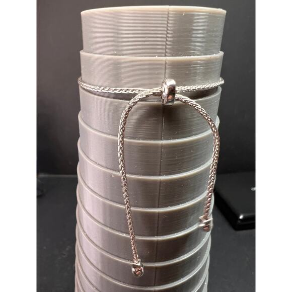 Sterling Silver CZ Halo Bolo Bracelet Adjustable Sparkle Slider Bracelet - Picture 13 of 15